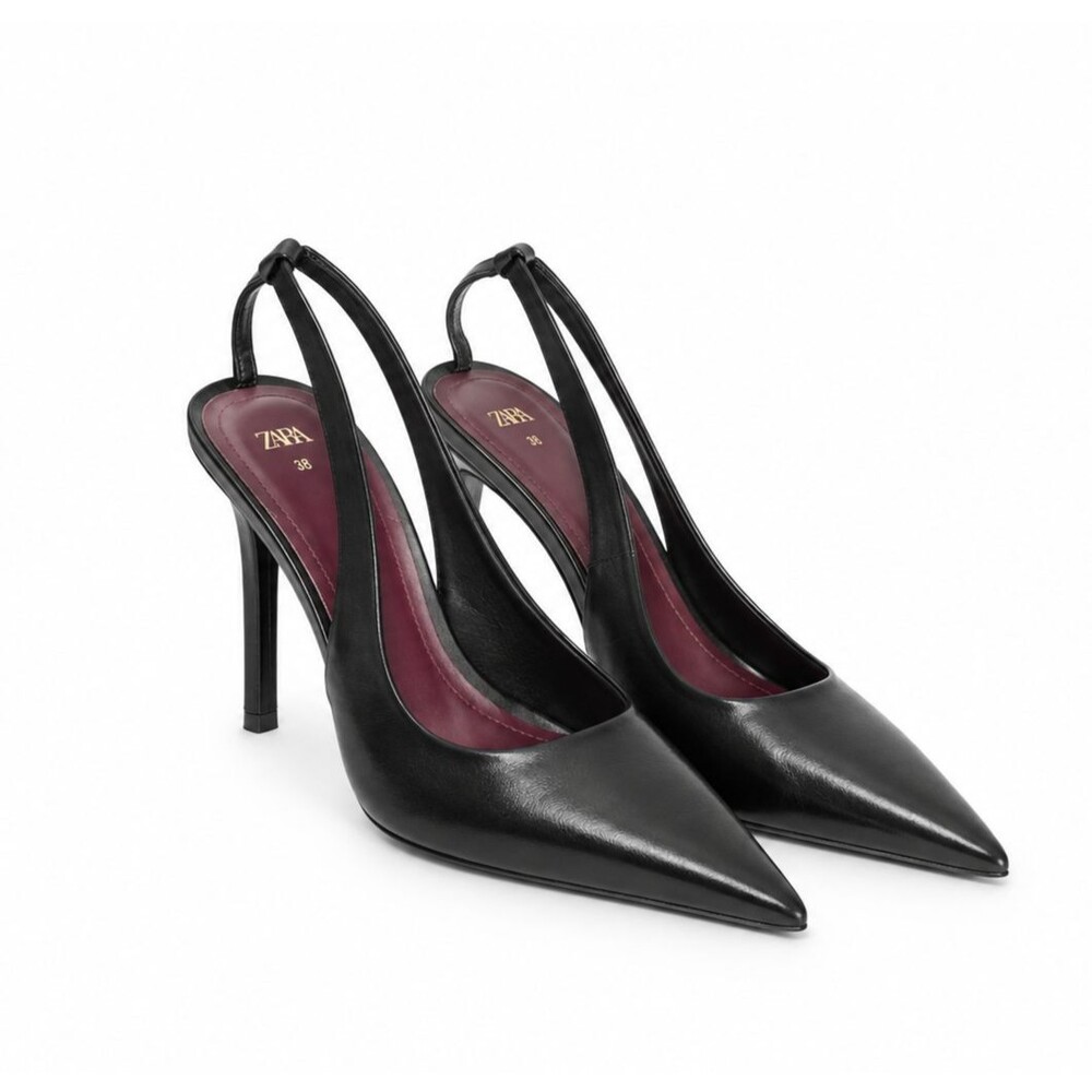 Zara Black Pointed Toe Slingback Stiletto Heels Pumps Womens EU 38 US 7.5